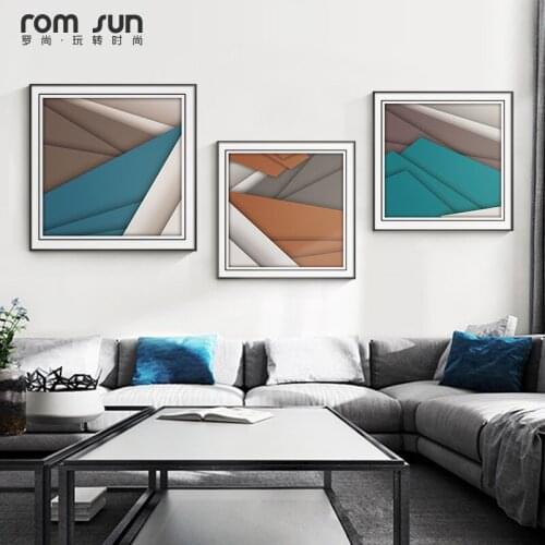Abstract Prologue blue geometric Nordic Canvas Painting Poster Print Modern Wall Art Pictures For Living Room Bedroom home deco