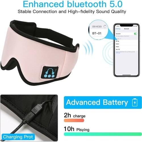 Wireless Bluetooth v5.0 headset for Samsung Xiaomi Call Music Sleep Artifact Breathable Sleep Eye Mask Headphone For huawei