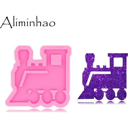 DY0561 Shiny Glossy Train Keychain mold UV Resin Liquid Silicone Mould Craft For DIY Necklace Charms Making Jewelry