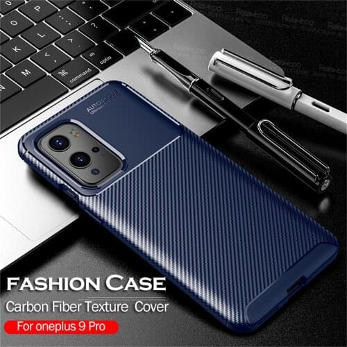 For Oneplus 9 Pro Case Luxury Carbon Fiber Texture Phone Covers For Oneplus9 One Plus 1+9 9Pro Silicone Shockproof Bumper Coque