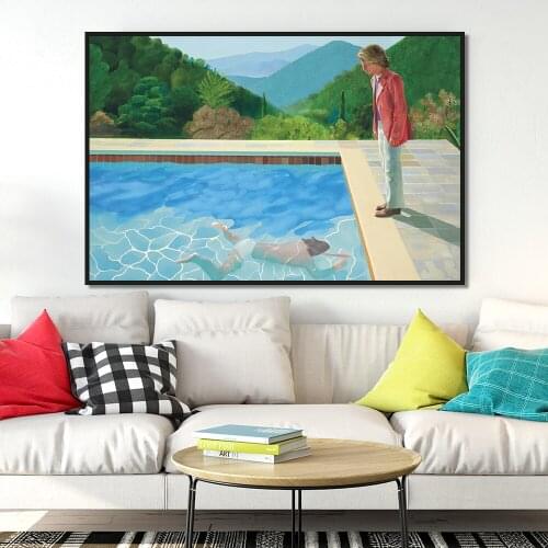 David Hockney Pool with Two Figures Canvas Painting Posters Prints Quadros Wall Art Picture For Living Room Home Decor Cuadros