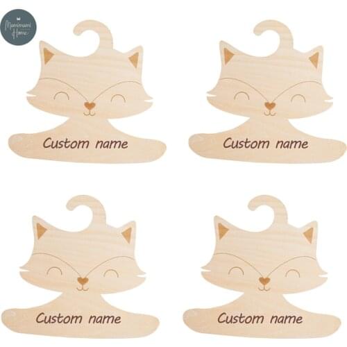 Nordic Style Fox Wooden Clothes Hanger DIY Baby Animal Carton Hanger Rack Girls Princess Room Nursery Decor Custom Name
