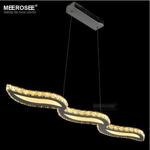 Hot selling Crystal wavy LED chandelier lustre Modern Stainless Steel LED hanging lamp/light/lighting fixture for Restaurant