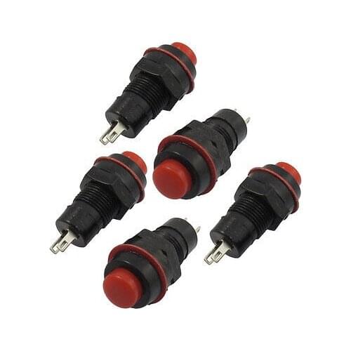 Red Cap Momentary Panel Mount Pushbutton Switch 9.5mm AC 250V/1.5A