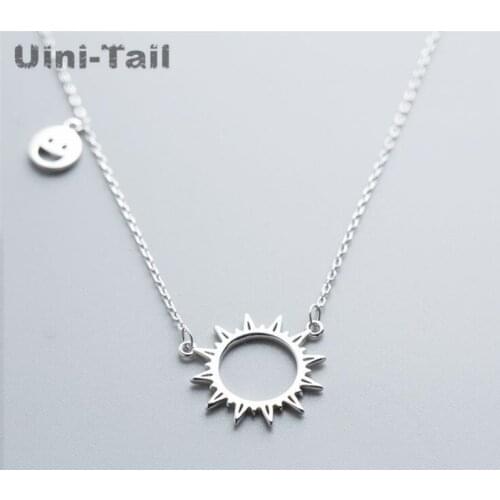 Uini-Tail hot sale new 925 sterling silver sun smile necklace simple temperament fashion sweet hollow high quality girl jewelry