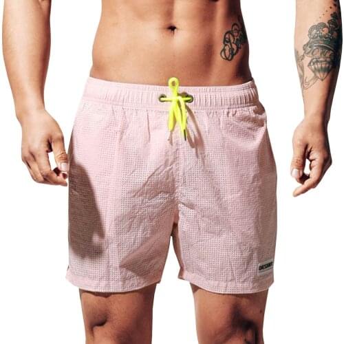 Men Swimwear Breathable Swimming Trunks with Mesh Solid Beach Shorts Casual Male Swimsuit Summer Quick Dry Bathing Surfing Pants