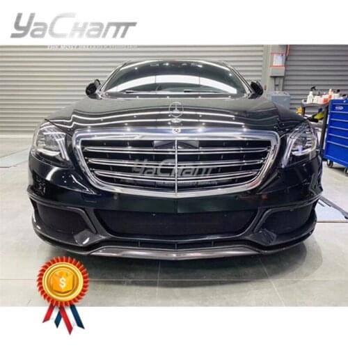 Portion Carbon Fiber Glass FRP Front Bumper Cover Fit For 2017-2019 MB W222.2 S Class Facelift BBS 900 Style Front Bumper