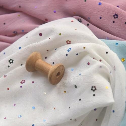 Half Meter Gilt Colored Flower Round Dot Chiffon Fabric For Garment Dress Shirt Han Cloth Sewing Tissue A58
