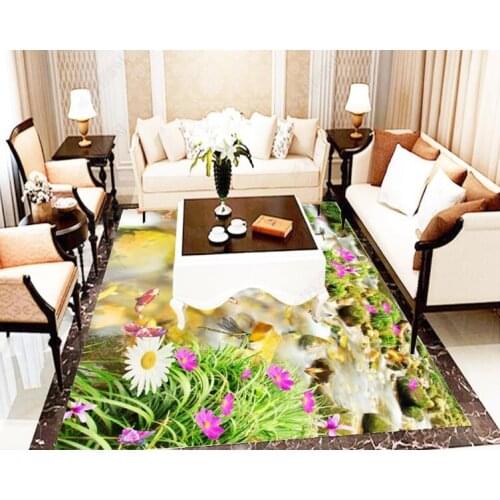 Custom Luxury Flooring Mural Wallpaper Outdoor stream scenery Bathroom Bedroom Living room 3D Floor Murals PVC Waterproof