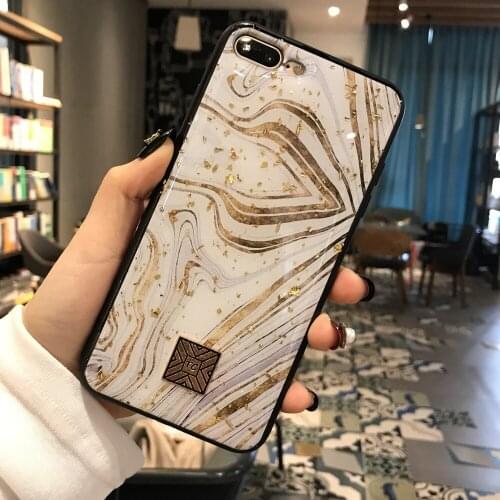 Luxury Gold Foil Glitter Phone Case For iPhone 7 8plus 6 6s Plus XS Max XR X Soft TPU Marble Stripe Cover Case cute