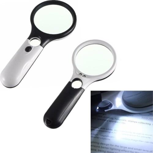 Handheld 3X 45X Illuminated Magnifier Microscope Magnifying Glass Aid Reading for Seniors loupe Jewelry Repair Tool With 3 LED