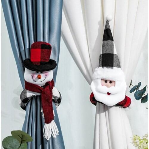 Lattice Curtain Button Merry Christmas Decor Home Santa Claus Gifts Christmas Ornaments 2021 New Year Curtain Pendant