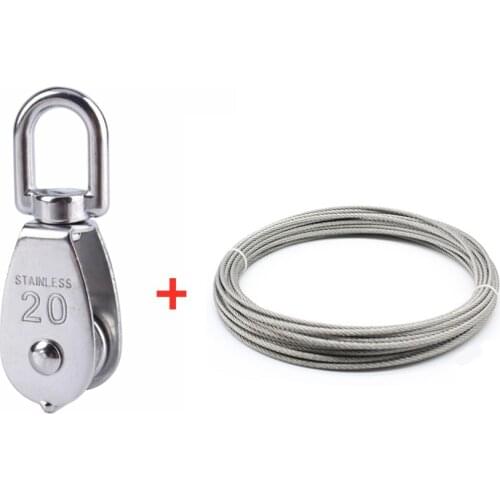 Stainless Steel M20 Pulley Steel Wire Pulley Single Wheel Swivel Lifting Rope Pulley Block For Wire Rope Durable Gravity Skating