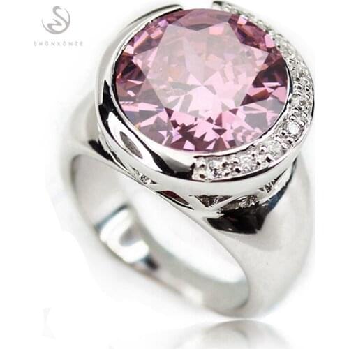 SHUNXUNZE Engagement Wedding Rings Jewelry & Accessories For Women Pink Red Cubic Zirconia Best Sell Rhodium Plated R863 R866