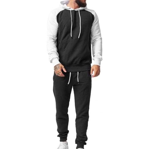 Ankle Banded Stylish Loose Hooded Sports Suit Elastic Cuff Pants Suit Contrast Color for Outdoor