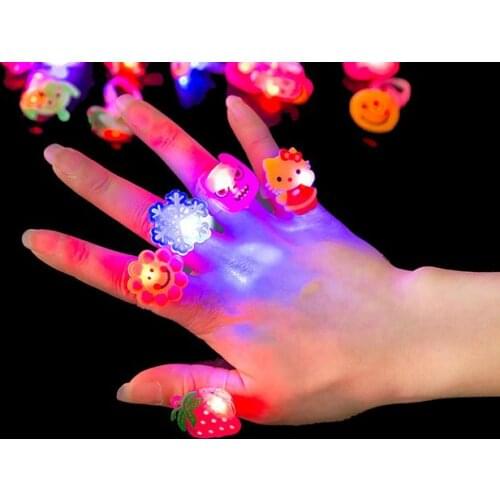 Cartoon snowfake flash Finger Lights Rings LED Neon Glow Lamps Rings children party birthday Christmas props festive supplies