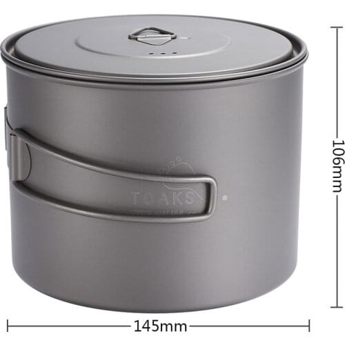 TOAKS Outdoor Hiking Camping Picnic Titanium Pot Mug Bowl 3 in1 Lightweight Camping Equipment 550/750/11001300/1600ML