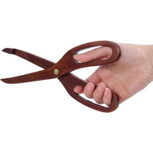 Natural Wood Food Tong for BBQ Bread Salad Kitchen Scissor Shaped Prevent Scalding Clip Toaster Kitchen Accessories Supplies