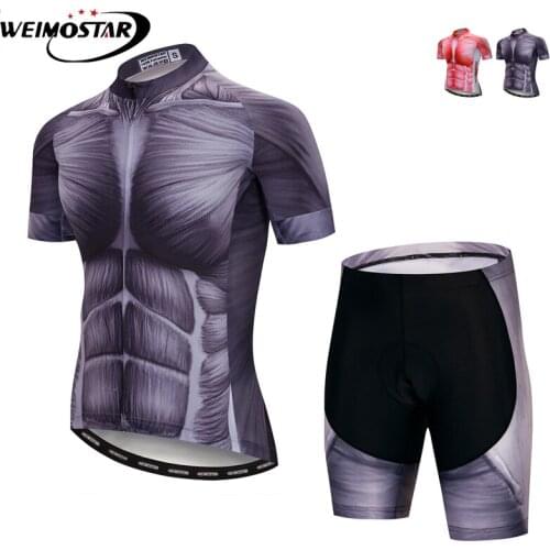 Weimostar Muscle Team Cycling Clothing Summer MTB Bike Jersey Set Downhill Cycling Jersey Set Racing Sport Bicycle Clothing