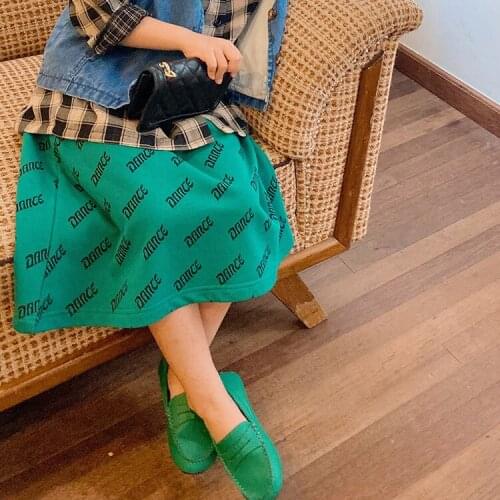 Spring Autumn New Kids Skirts 2-9 Years Baby Girls Fashion Letter Print Skirt Cotton Split Korean Skirts for Girls Child Clothes