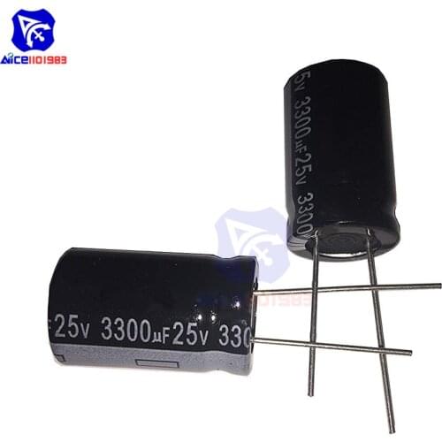 10PCS/Lot Redial Lead Aluminum Electrolytic Capacitor 25V 3300uF Capacitance 16*25mm Low ESR Electrolytic Capacitor