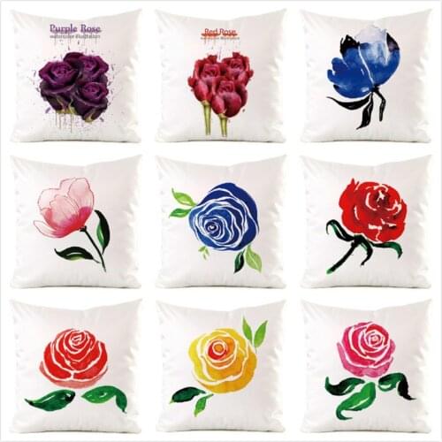 45cm*45cm **Rose** Inimitated Silk Fabric Throw Pillow Covers Couch Cushion Cover Home Decorative Pillows Pillow Case