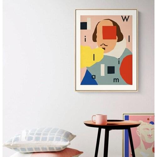 Abstract Minimalist Canvas Paintings Watercolor Shakespeare Portrait Posters Hd Print Wall Art Picture for Living Room No Framed
