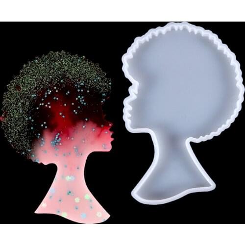 Afro Female Coaster Silicone Epoxy Resin Mold DIY Home Decoration Women Head Jewelry Craft Casting