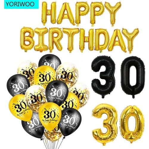 YORIWOO 30th Birthday Banner Happy Birthday Balloon Confetti Air 30 Years Adult Party Decorations Men Women Festive Supplies