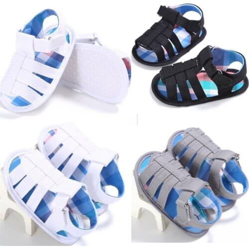 Baby Infants Kids Boys Girls Hollow Summer Anti-slip Plaid Sandals Newborn Prewalker Soft Sole Crib Shoes 2019 New