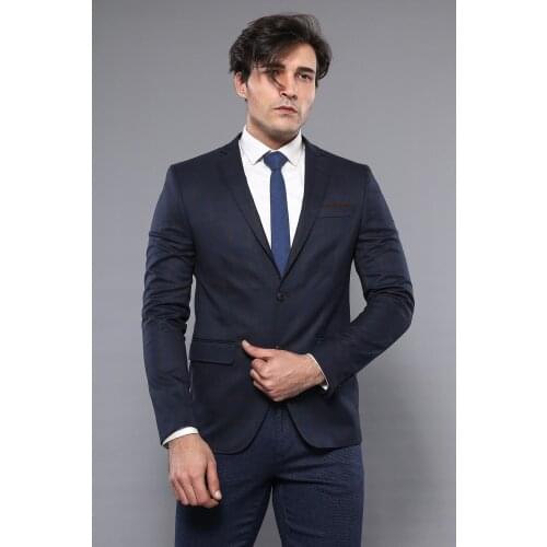 Plaid Navy Blue Wool Jacket