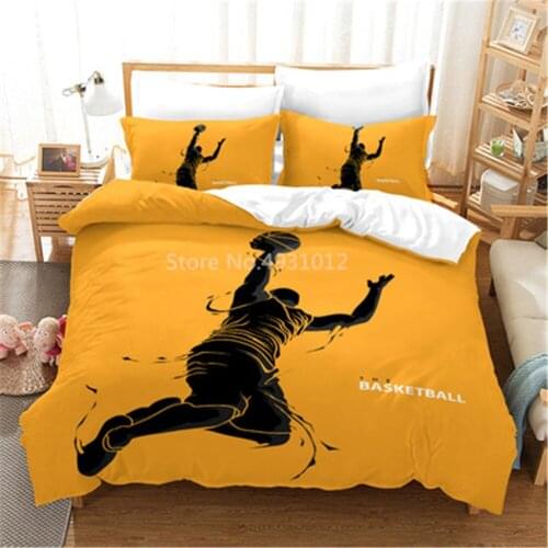 3D Basketball Bedding Set Duvet Cover with Pillowcase Popular Style 3 PCS Suit for Teenager Boys Birthday Gifts( No sheet)