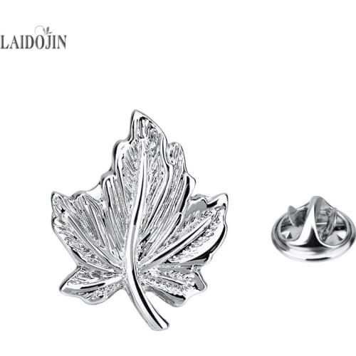 LAIDOJIN Classic Silver plated Leaf Shape Men Lapel Pin Brooches Pins for Mens Brooches Collar Party Engagement Brand Jewelry