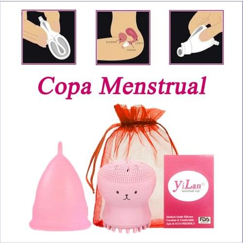 Medical silicone menstrual cup female cup feminine hygiene reusable menstrual collector & environmentally friendly facial brush