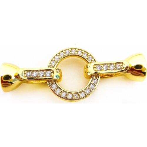 Copper Clasps 18K Gold plated DIY Pearls Jewelry Fittings Fastener Connector Clasps For DIY Gems Pearls Necklace Bracelet Clasp