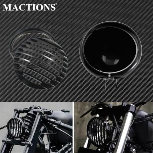 Motorcycle 5 3/4" LED Headlight Grill Cover 5.75" Headlight Light Bulb Bucket Housing For Harley Sportster XL 1200 883 2004-2014