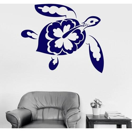 Wall Decal Sea Turtle Marine Animals Ocean Theme Bathroom Bedroom Home Decor Vinyl Window Stickers Flower Pattern Art Mural M230