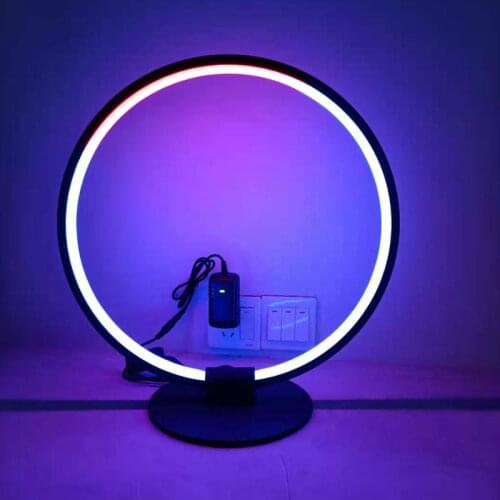 Nordic RGB Dimming Ring Table Lamps Bar Bedroom Modern Colorful Desk Lamp Bedside Led Bed Night Stand Living Room Light Fixtures