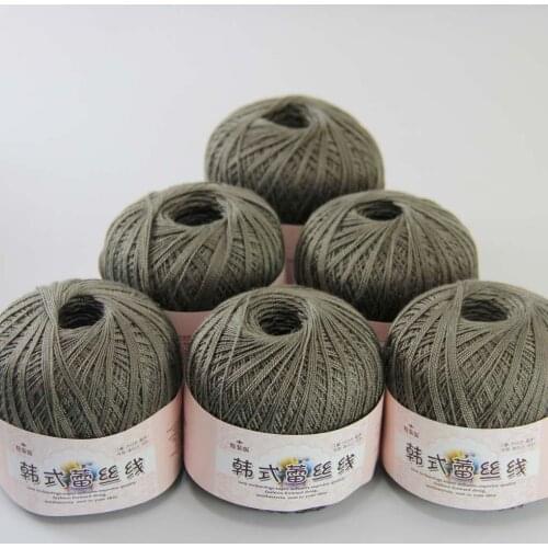 New Soft 6ballsx50g Hand Cotton Lace Wool Yarn Crochet Shawl Scarf Knitting 16110 Dark Gray