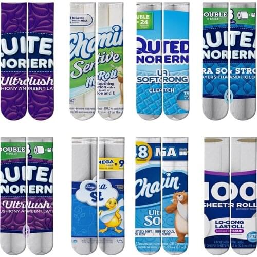 New 3D Printing Funny Socks Men And Women Unisex Straight Socks Creativity Packaging Design Harajuku Socks Woman