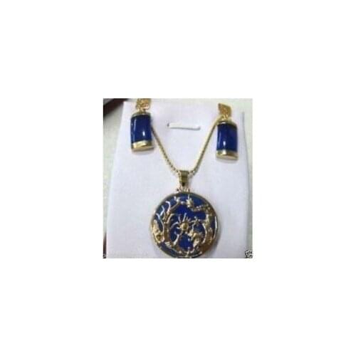 Wholesale noble purple Natural Stone pendant Earrings sets