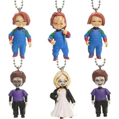 Original Garage Kit Childs Play Chucky Bride & Son Doll Key Ring Action Figure Keyring Collectible Model Toy 6pcs/set