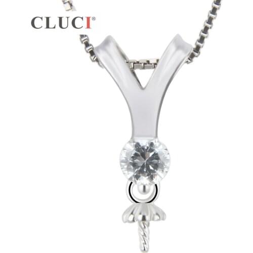 CLUCI 925 sterling silver Y shape pendant fitting for DIY pearls beads pendants necklace women jewelry SP156SB