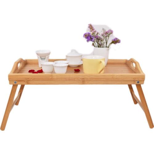 Portable Bamboo Wood Bed Tray Breakfast Laptop Desk Tea Food Serving Table Folding Leg Laptop Desk NJ71502