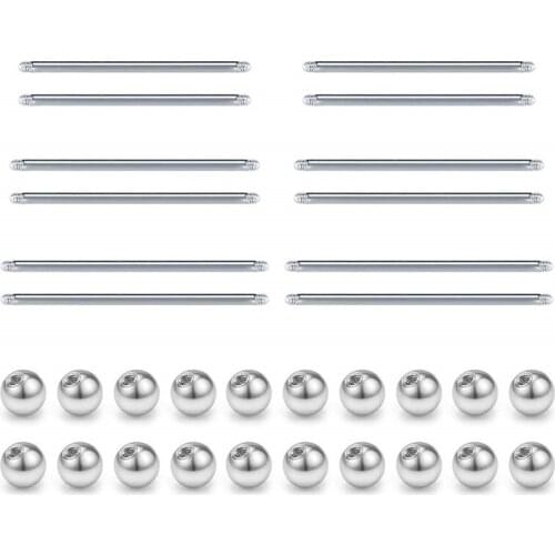 Replacement Balls Surgical Steel Straight Bar Body Piercing Jewelry Barbell Parts 16G 14G 32mm 35mm 38mm Bar Length