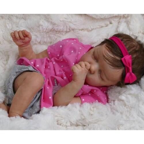 18in Realistic Doll Closed Eyes Sleeping Girl Soft Vinyl Silicone Baby Cute Newborn Boy Toy Gift for Children Kids