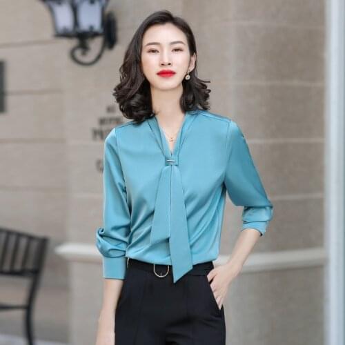 Long Sleeve Chiffon Blouses Shirts Spring Summer Formal OL Styles Women Business Work Wear Blouse Female Tops Clothes Plus Size