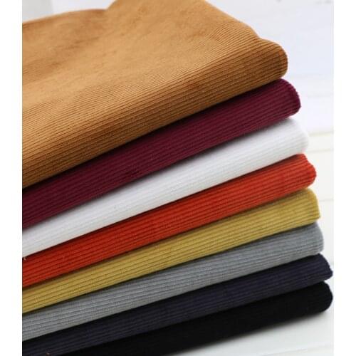 Width 59'' Thickened Solid Color Simple Comfortable Striped Corduroy Fabric By The Half Yard For Pants Shirt Material