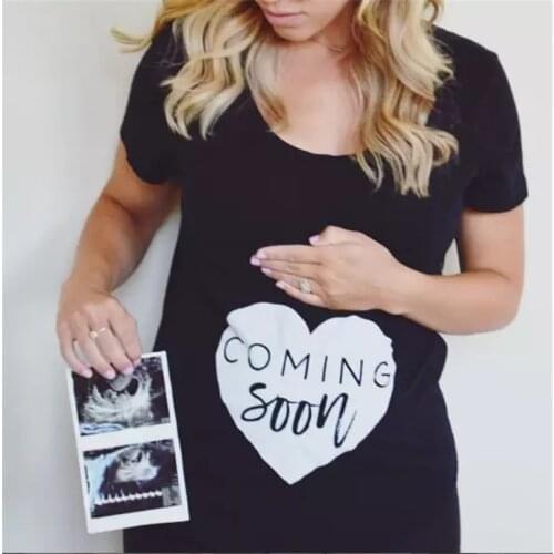 "Coming Soon" Ladies Maternity T-Shirt Cute Baby Footprints Pregnant Mom To Be Pregnancy Maternity Shirt Pregnancy Clothes