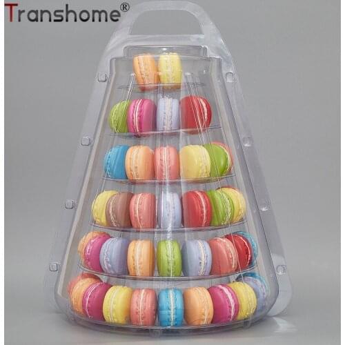 Transhome 6-layer Macaron Tower With Cover Macaron Blister Packaging Box Cupcake Stand Wedding Decoration Birthday Party Favor